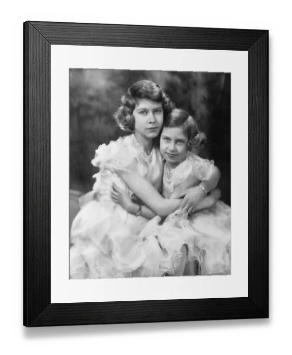 Framed Print : Portrait of Princess Margaret and Elizabeth Cuddled Together Framed Print : Portrait of Princess Margaret and Elizabeth Cuddled Together