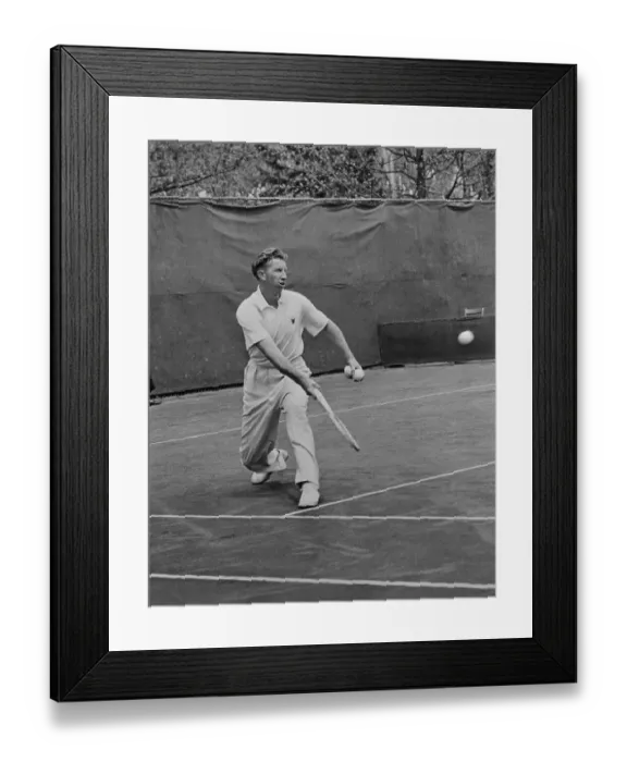 Framed Print : Don Budge Hitting Forehand Shot Framed Print : Don Budge Hitting Forehand Shot