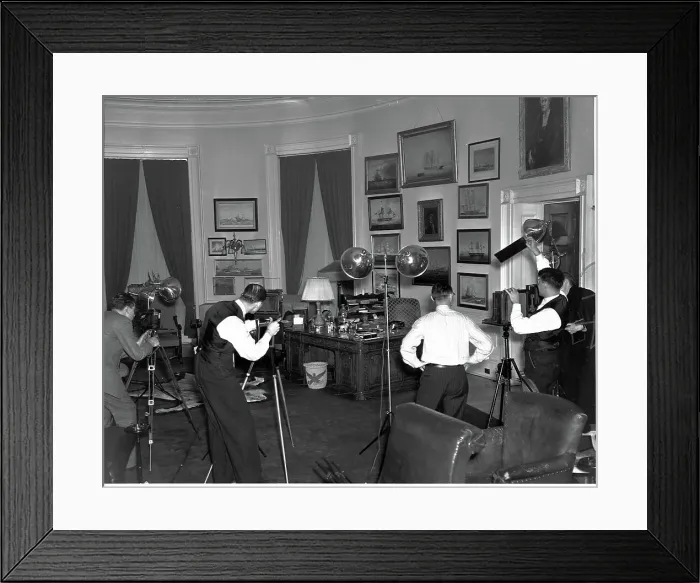 Framed Print : Photojournalists in the Oval Office Framed Print : Photojournalists in the Oval Office