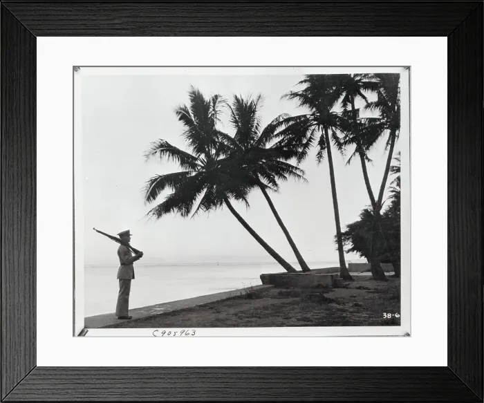 Framed Print : Military Man on Beach Framed Print : Military Man on Beach