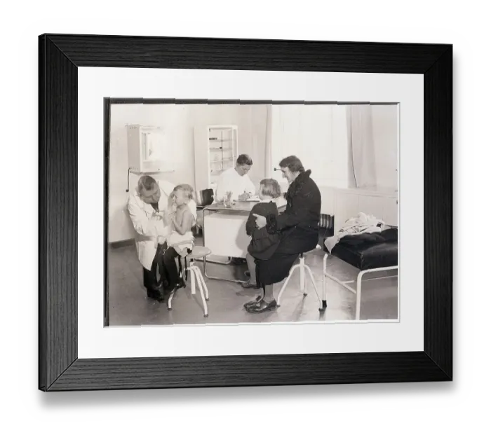 Framed Print : Doctor Examining Children for Tuberculosis Framed Print : Doctor Examining Children for Tuberculosis