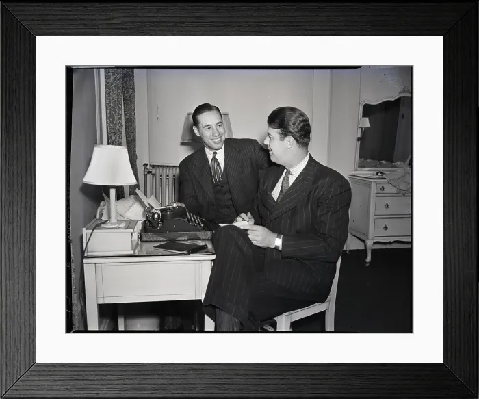 Framed Print : Bobby Feller Talks To Reporter; Seated Framed Print : Bobby Feller Talks To Reporter; Seated