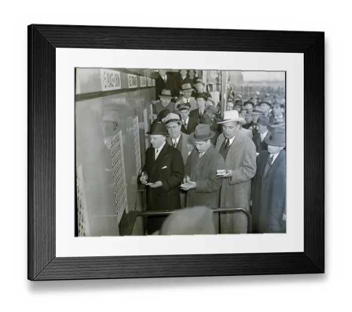 Framed Print : Men At The Mutuel Betting Windows Framed Print : Men At The Mutuel Betting Windows