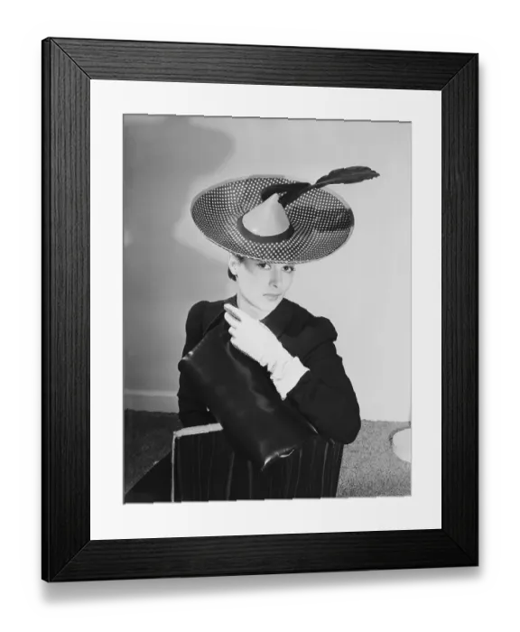 Framed Print : Model Wearing Lilly Dache Hat Framed Print : Model Wearing Lilly Dache Hat