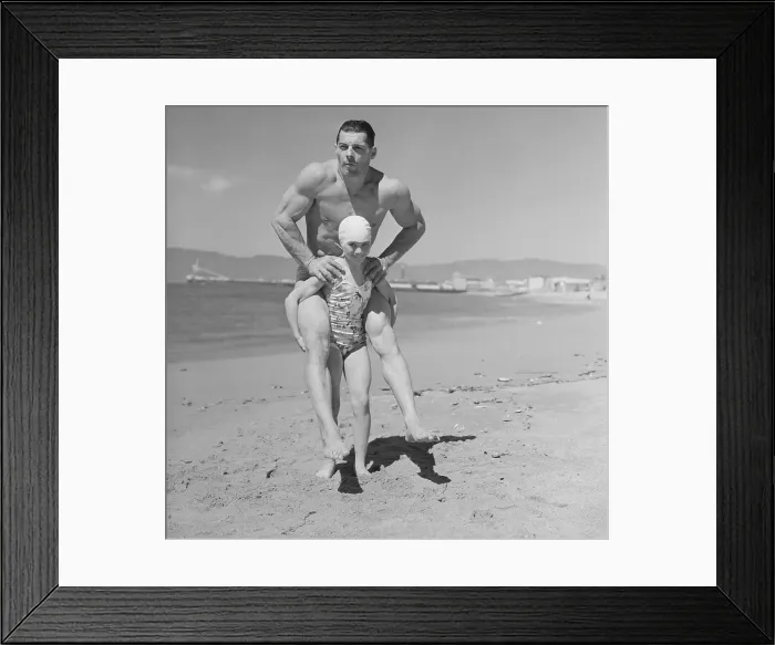 Framed Print : Little Girl Carries Bodybuilder Piggyback Framed Print : Little Girl Carries Bodybuilder Piggyback