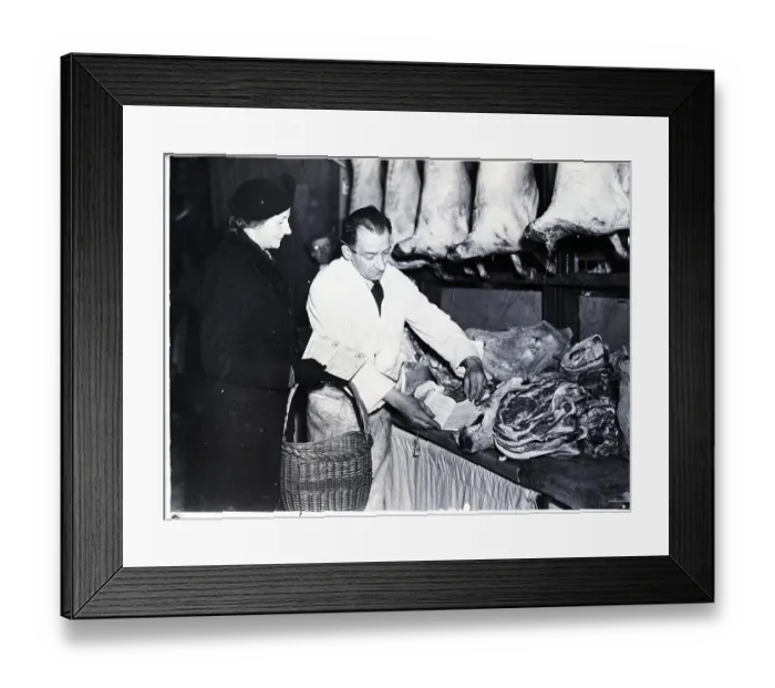 Framed Print : London Housewife Buying Meat Framed Print : London Housewife Buying Meat