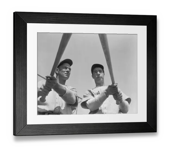 Framed Print : Joe DiMaggio and Mel Ott Holding Bats Framed Print : Joe DiMaggio and Mel Ott Holding Bats