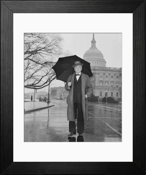Framed Print : George Norris Walking with Umbrella Framed Print : George Norris Walking with Umbrella
