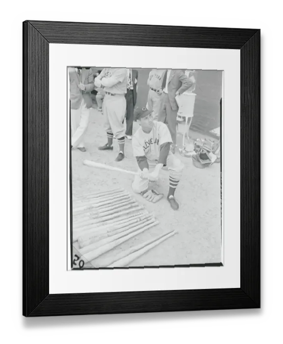 Framed Print : Bob Feller Testing Baseball Bats Framed Print : Bob Feller Testing Baseball Bats
