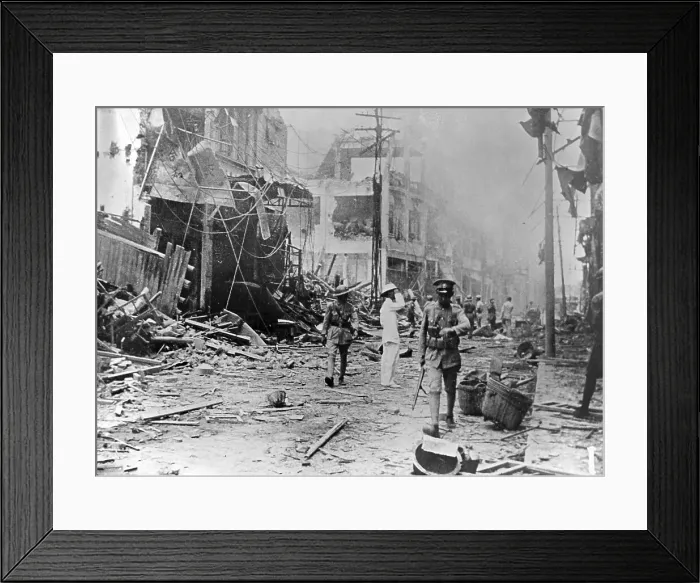 Framed Print : Street Scene In China Post Japanese Raid
