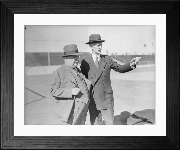Framed Print : Journalist James C. Isaminger and Philadelphia Athletics Manager Connie Mack Framed Print : Journalist James C. Isaminger and Philadelphia Athletics Manager Connie Mack