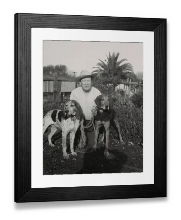 Framed Print : Jim Thorpe Posing with Dogs Framed Print : Jim Thorpe Posing with Dogs
