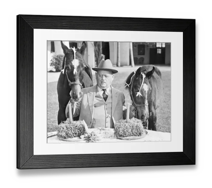 Framed Print : W.K. Kellogg with Twin Arabian Colts Framed Print : W.K. Kellogg with Twin Arabian Colts