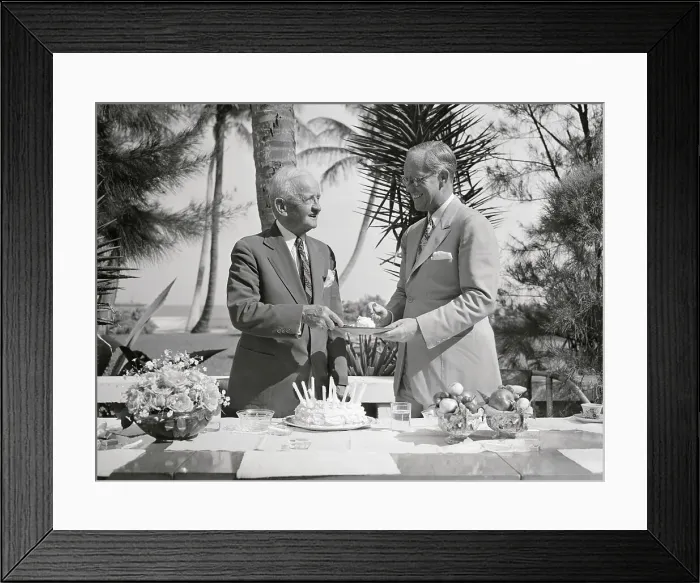 Framed Print : Joseph Patrick Kennedy Standing with His father in Law at Party