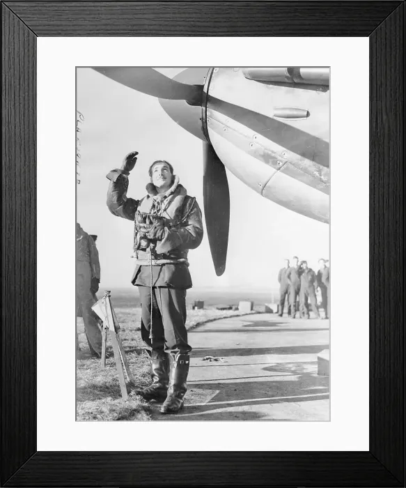 Framed Print : British Pilot Waving Underneath Airplane Framed Print : British Pilot Waving Underneath Airplane