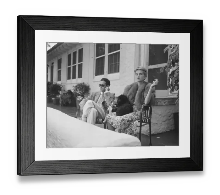 Framed Print : Barbara Hutton and Companion Relaxing on Patio Framed Print : Barbara Hutton and Companion Relaxing on Patio