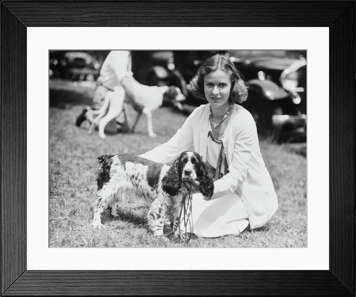 Framed Print : Priscilla St. George with Spaniel Dog Framed Print : Priscilla St. George with Spaniel Dog