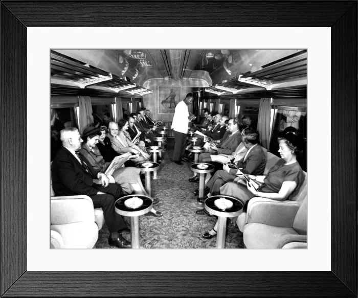 Framed Print : Railroad Lounge Car Interior Framed Print : Railroad Lounge Car Interior