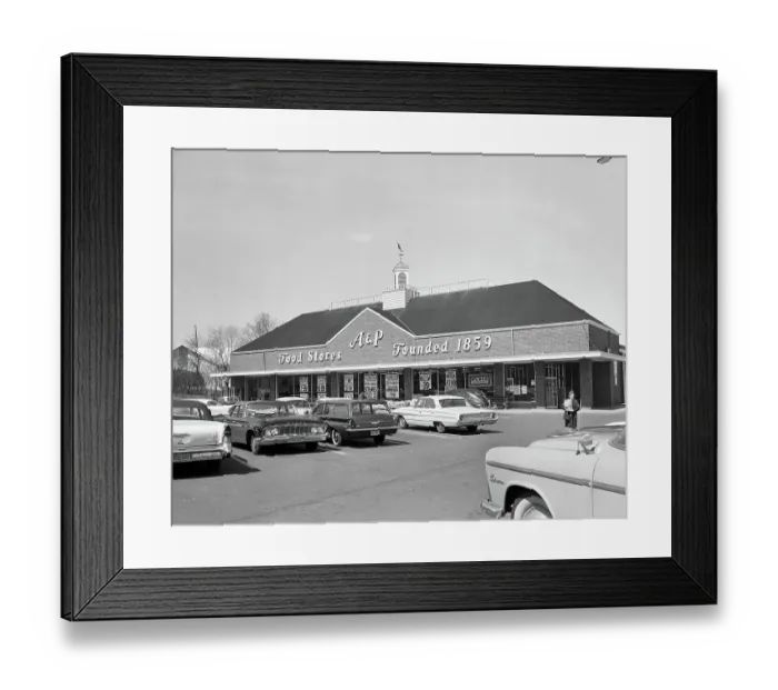 Framed Print : A & P Supermarket and Parking Lot Framed Print : A & P Supermarket and Parking Lot