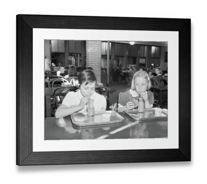 Framed Print : Girls Drinking Chocolate Milk Framed Print : Girls Drinking Chocolate Milk
