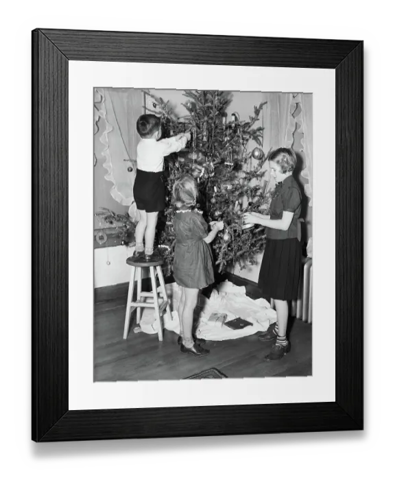 Framed Print : Children Decorating a Christmas Tree Framed Print : Children Decorating a Christmas Tree