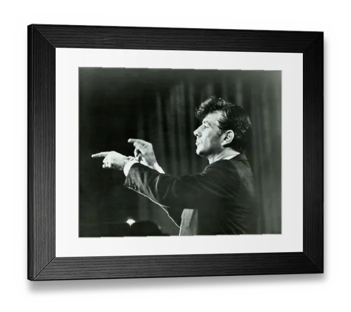 Framed Print : Leonard Bernstein Leading Orchestra