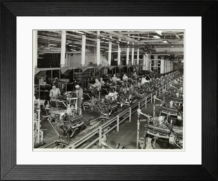 Framed Print : Men Working on Auto Assembly Line Framed Print : Men Working on Auto Assembly Line