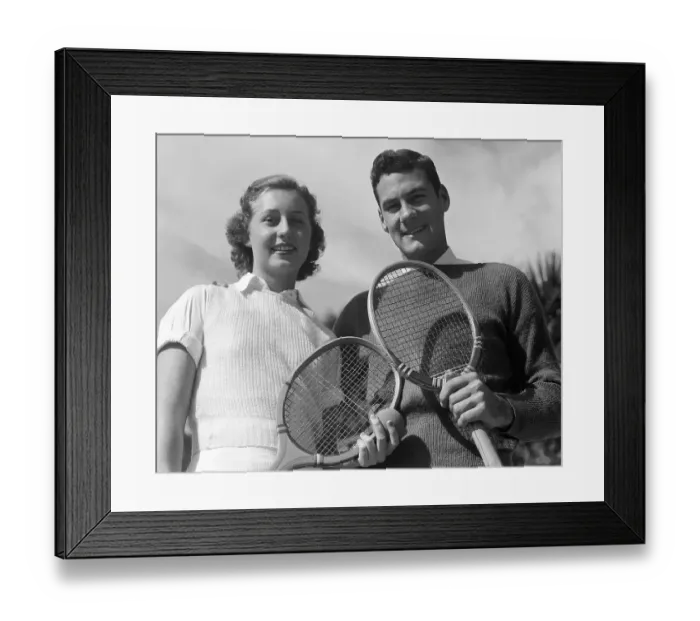 Framed Print : Couple with Tennis Rackets