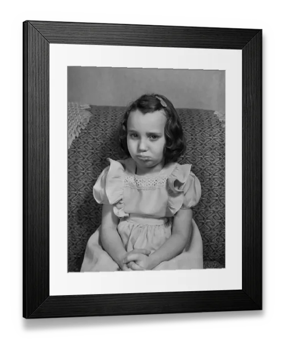 Framed Print : Portrait of Pouting Young Girl Framed Print : Portrait of Pouting Young Girl