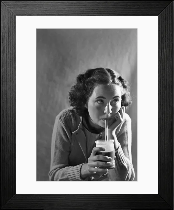 Framed Print : Girl Sipping a Soda Framed Print : Girl Sipping a Soda