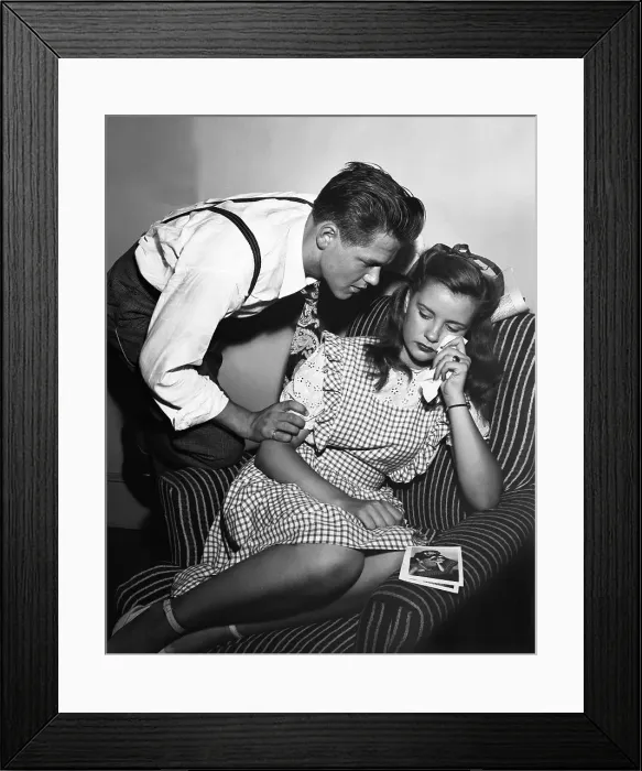 Framed Print : Boy Consoling Crying Girl