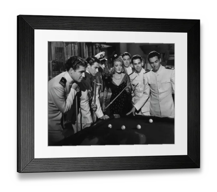 Framed Print : Marlene Dietrich Instructs Navy Men on Pool Framed Print : Marlene Dietrich Instructs Navy Men on Pool