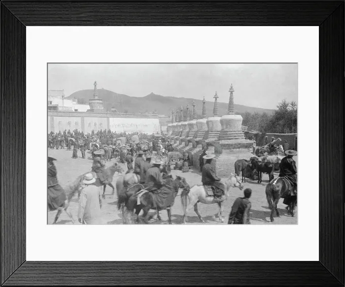 Framed Print : Visitors Sitting in Courtyard for Dalai Lama Viewing