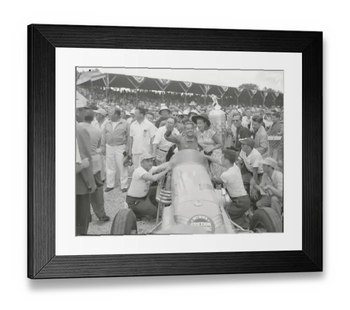 Framed Print : Johnny Parsons Posing with Crowd After Winning Classic Framed Print : Johnny Parsons Posing with Crowd After Winning Classic