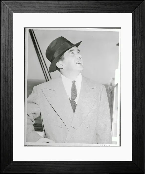 Framed Print : Profile of Edward R. Murrow Gazing Upwards from Liner Framed Print : Profile of Edward R. Murrow Gazing Upwards from Liner