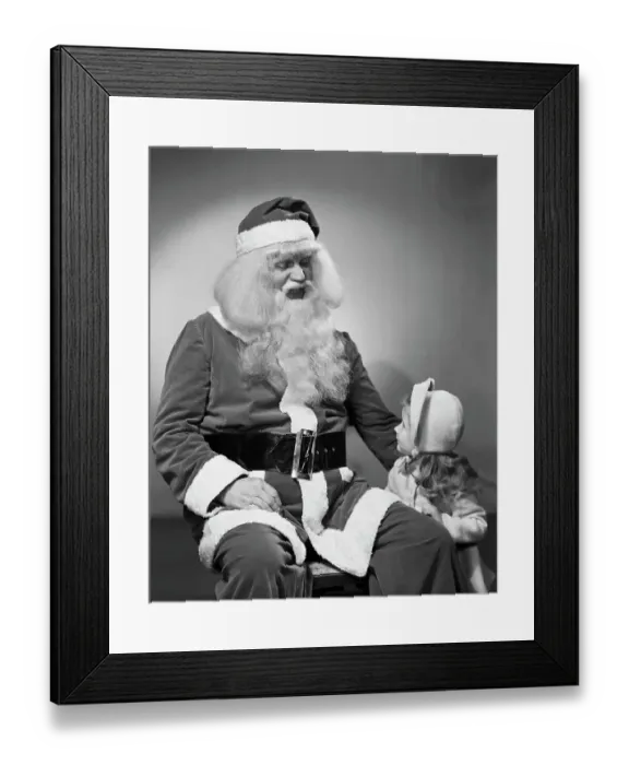 Framed Print : Little Girl Visits Santa Claus Framed Print : Little Girl Visits Santa Claus