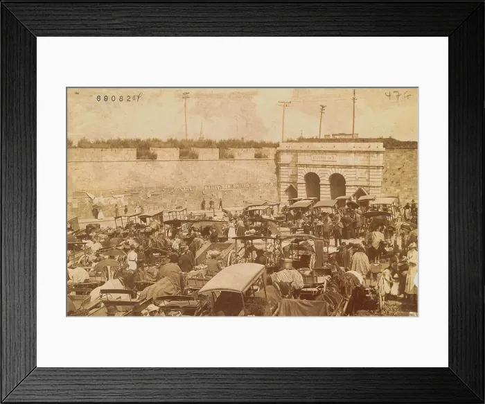 Framed Print : Travelers Congregating and Pedestrians on Sidewalk Framed Print : Travelers Congregating and Pedestrians on Sidewalk