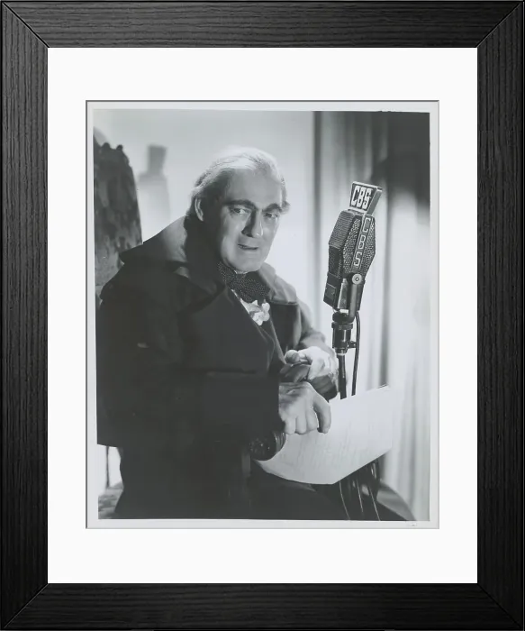 Framed Print : Lionel Barrymoore at CBS Microphone