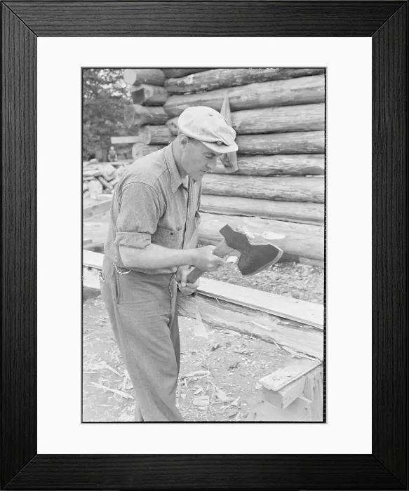 Framed Print : Building a Log Cabin Framed Print : Building a Log Cabin