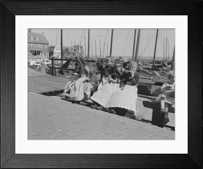 Framed Print : Girls Seated on Bench at Marina Framed Print : Girls Seated on Bench at Marina