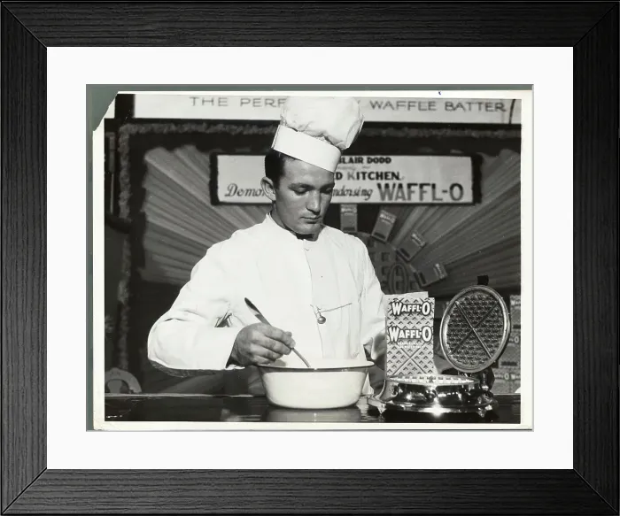 Framed Print : Chef Mixing Waffle Batter