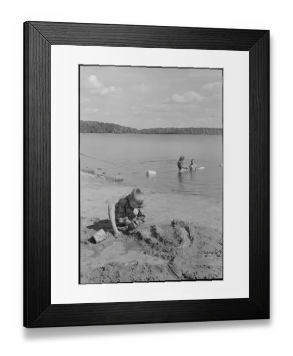 Framed Print : Children at Lake Framed Print : Children at Lake