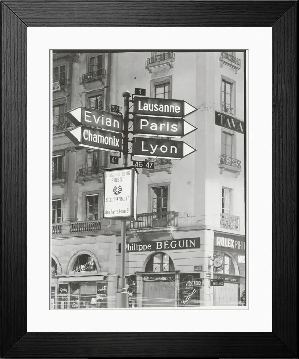 Framed Print : Night Display of Street Signs in Geneva Framed Print : Night Display of Street Signs in Geneva