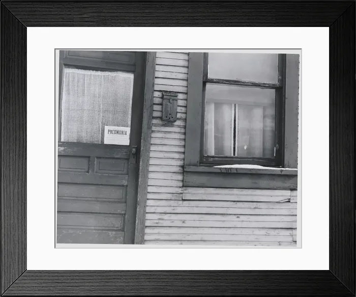 Framed Print : Posted Contagious Disease Warning Sign on House Framed Print : Posted Contagious Disease Warning Sign on House