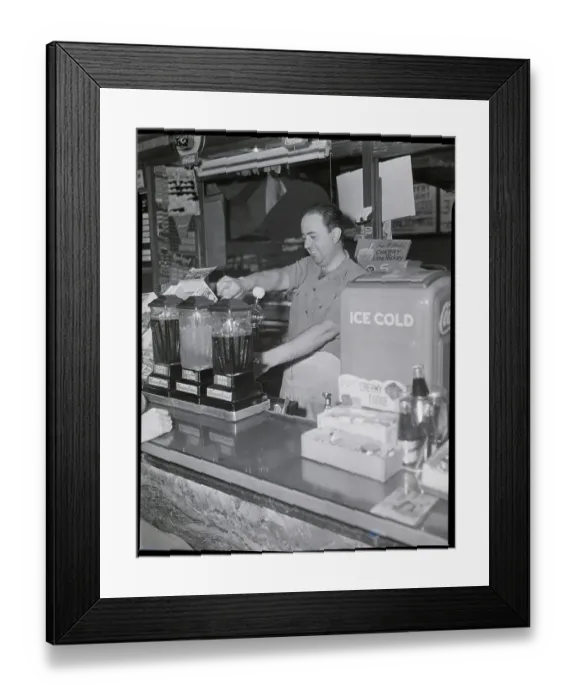 Framed Print : Cashier Pouring Drink In Soda Shop Framed Print : Cashier Pouring Drink In Soda Shop