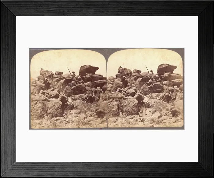 Framed Print : Soldiers with Guns on Rocky Hillside Framed Print : Soldiers with Guns on Rocky Hillside