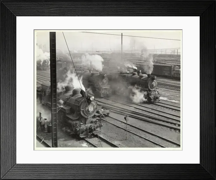 Framed Print : Locomotives Arriving at Railroad Yard Framed Print : Locomotives Arriving at Railroad Yard