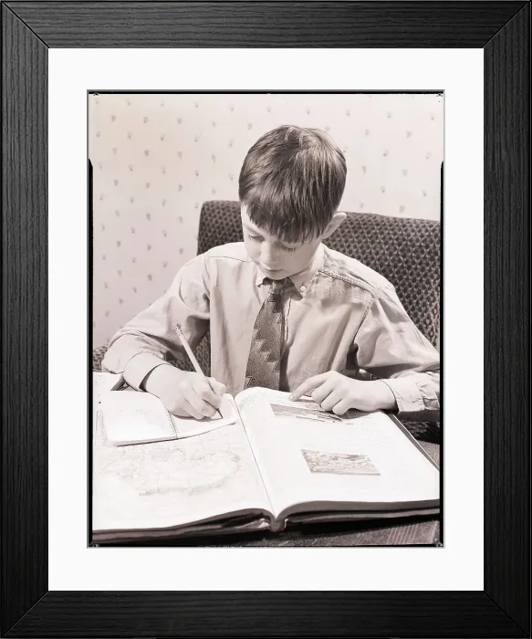 Framed Print : Schoolboy Writing Framed Print : Schoolboy Writing