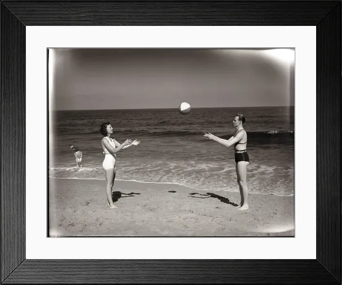 Framed Print : Couple Playing with Beach Ball Framed Print : Couple Playing with Beach Ball