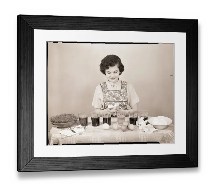 Framed Print : Woman Coloring Easter Eggs
